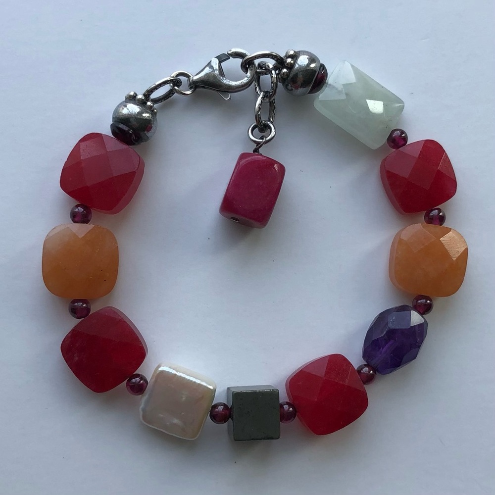SILPADA RUBY JADE MIXED NATURAL STONE BRACELET.